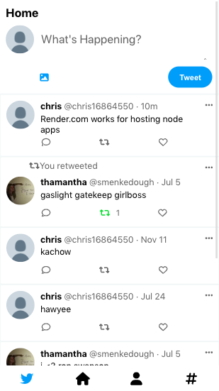 Twitter Clone on mobile